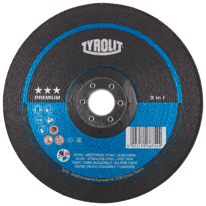 Brusna ploča 3in1 za čelik, inox i lijevano željezo - 230x7,0x22,23