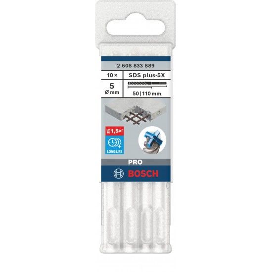 Svrdlo za bušaći čekić PRO SDS plus-5X, 5 x 50 x 110 mm, 10 kom
